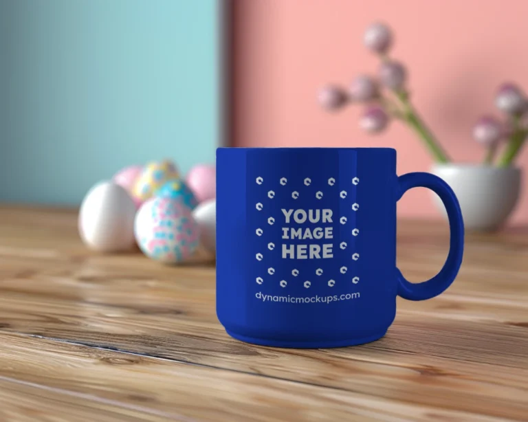 11oz Blank Dark Blue Ceramic Coffee Mug Mockup Template