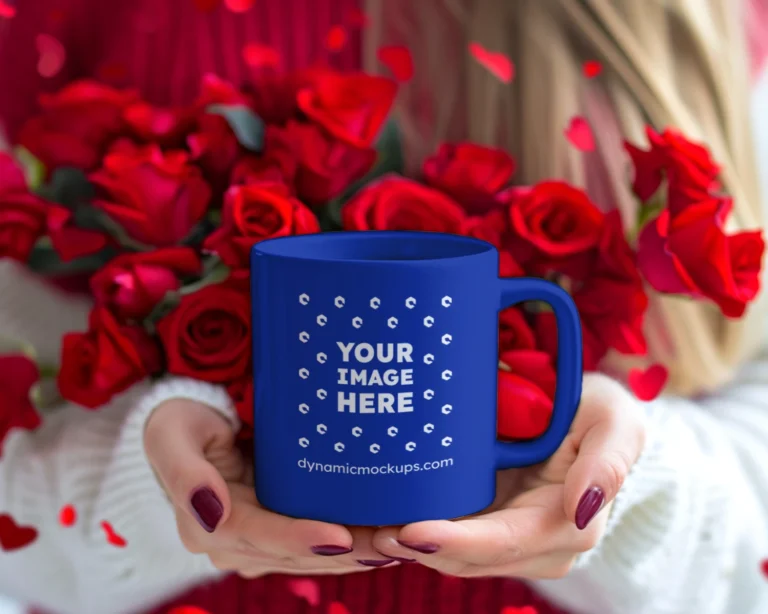 11oz Blank Dark Blue Ceramic Coffee Mug Mockup Template