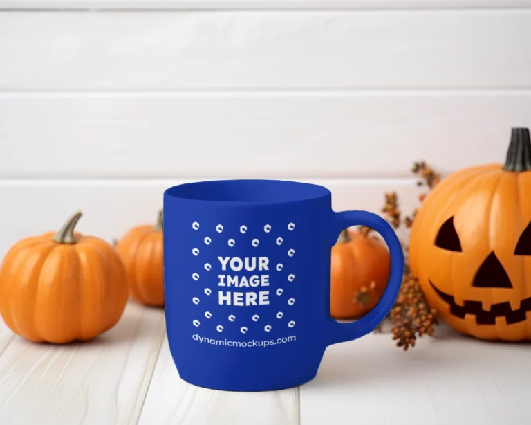 11oz Blank Dark Blue Ceramic Coffee Mug Mockup Template