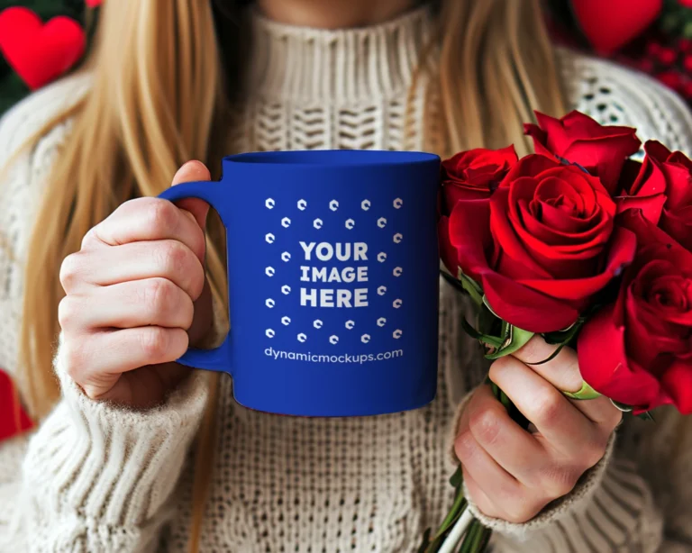 11oz Blank Dark Blue Ceramic Coffee Mug Mockup Template