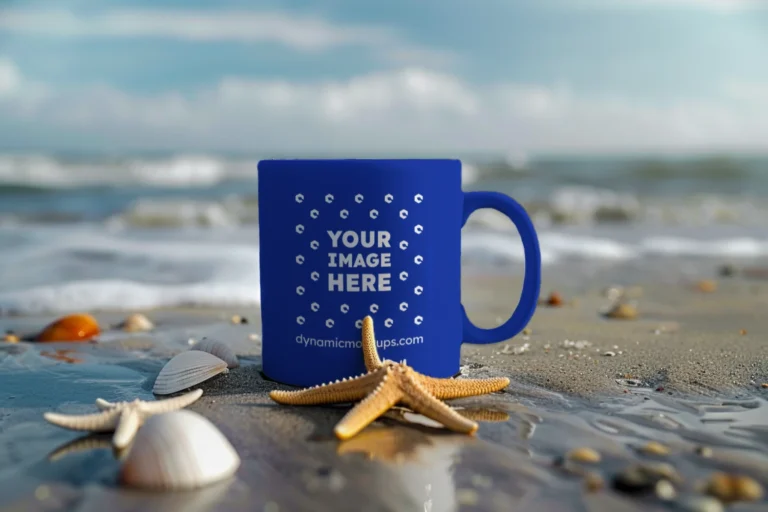 11oz Blank Dark Blue Ceramic Coffee Mug Mockup Template