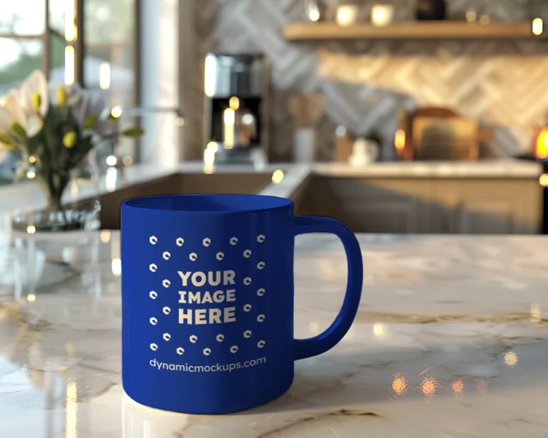 11oz Blank Dark Blue Ceramic Coffee Mug Mockup Template
