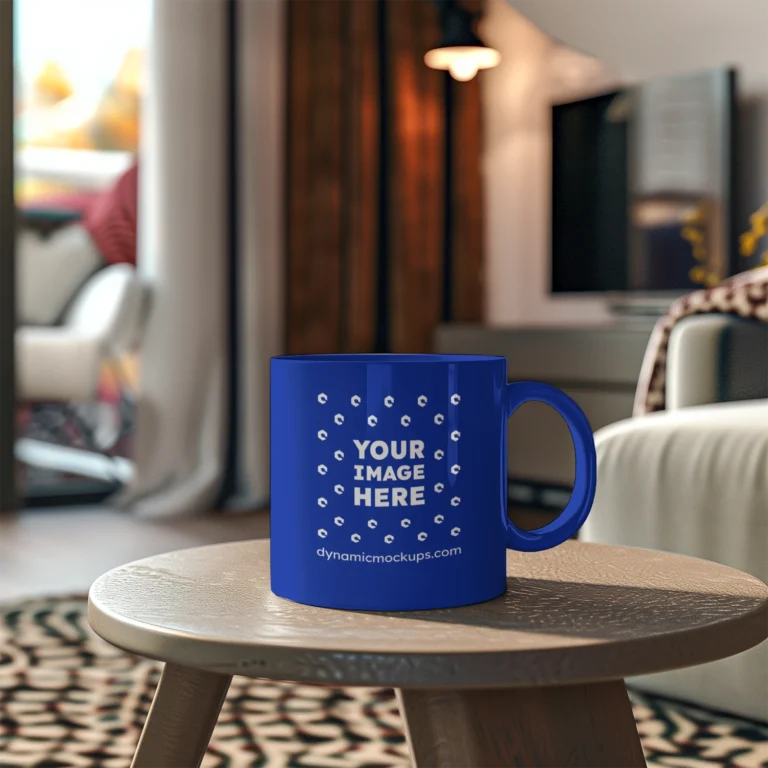 11oz Blank Dark Blue Ceramic Coffee Mug Mockup Template