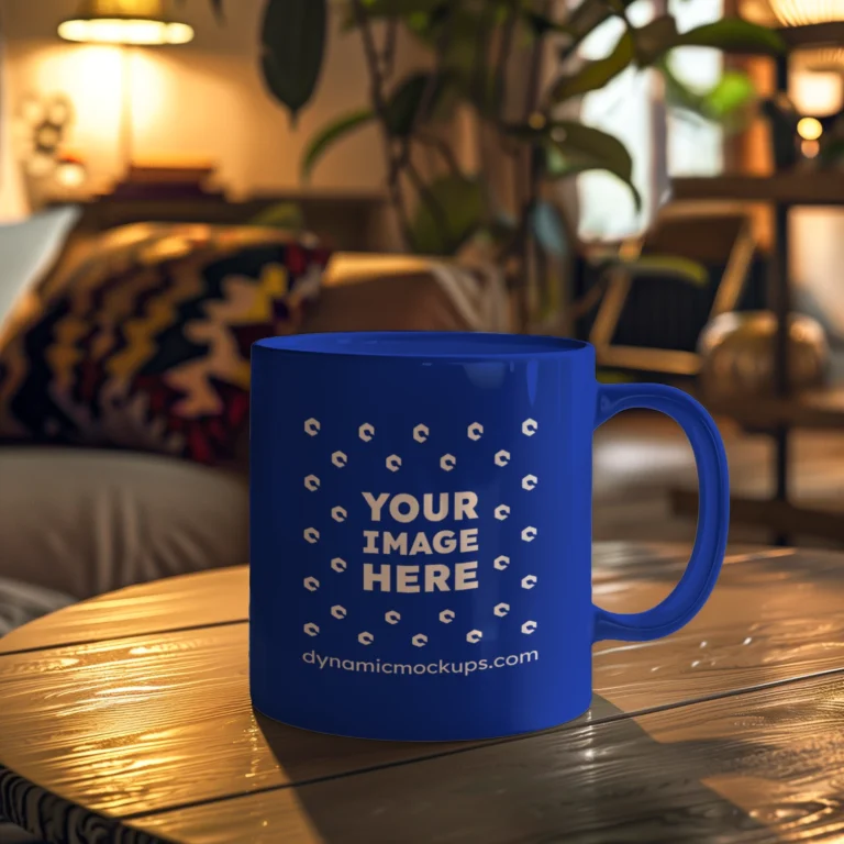 11oz Blank Dark Blue Ceramic Coffee Mug Mockup Template
