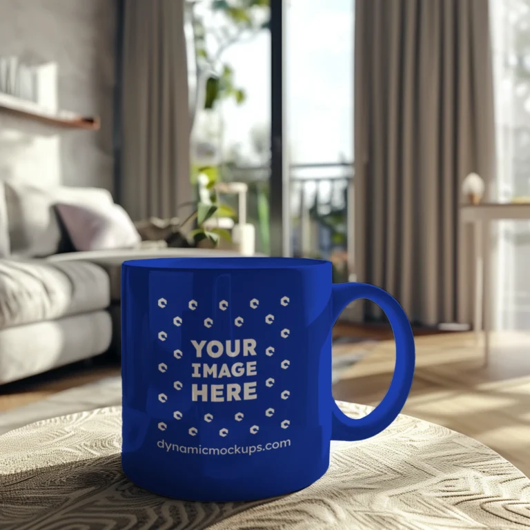 11oz Blank Dark Blue Ceramic Coffee Mug Mockup Template