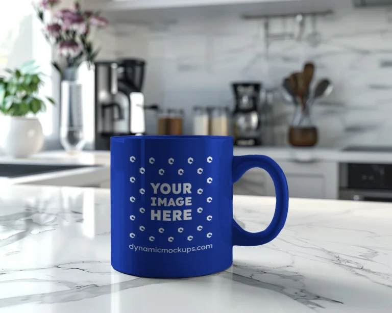 11oz Blank Dark Blue Ceramic Coffee Mug Mockup Template