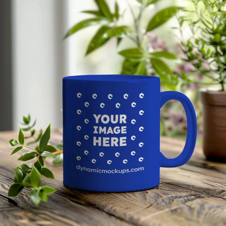 11oz Blank Dark Blue Ceramic Coffee Mug Mockup Template