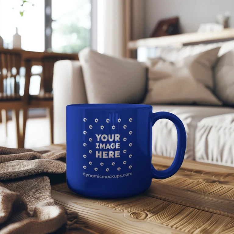 11oz Blank Dark Blue Ceramic Coffee Mug Mockup Template