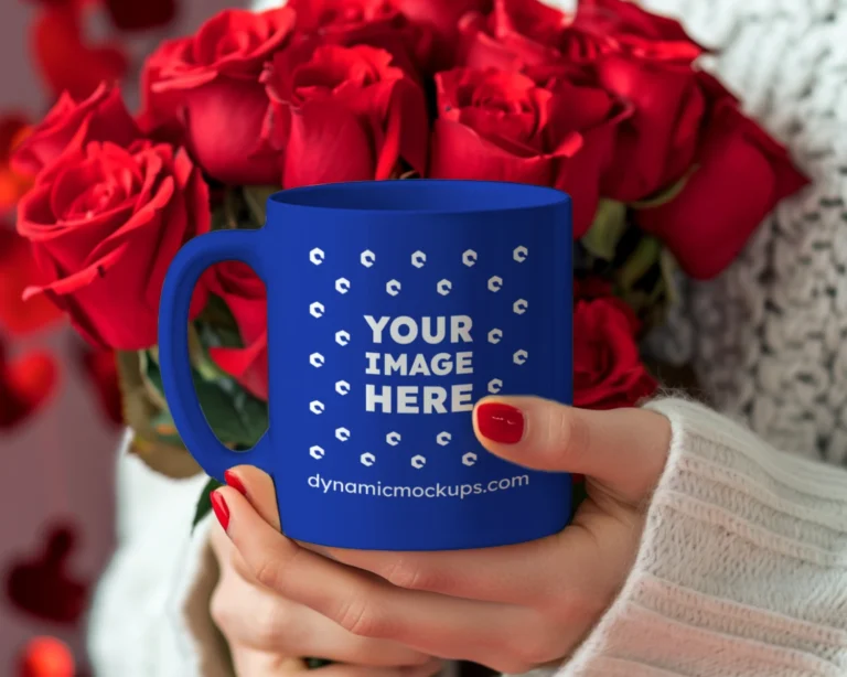 11oz Blank Dark Blue Ceramic Coffee Mug Mockup Template