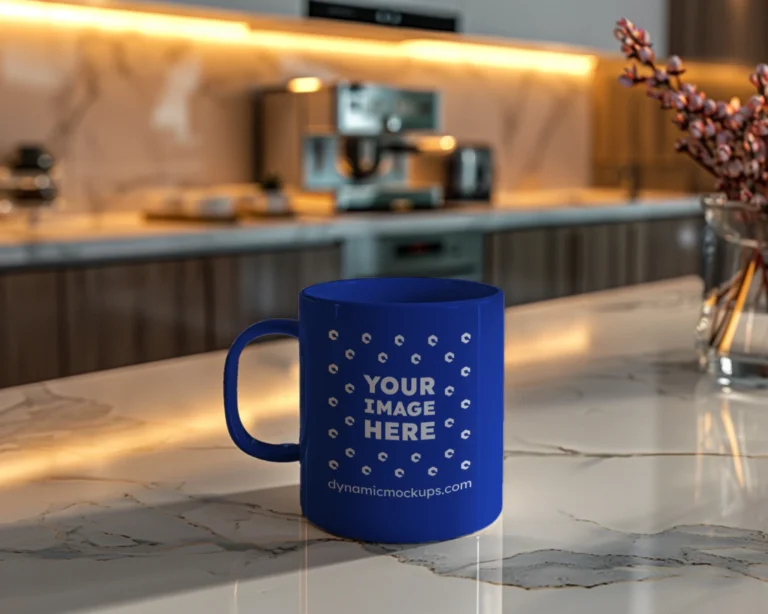 11oz Blank Dark Blue Ceramic Coffee Mug Mockup Template
