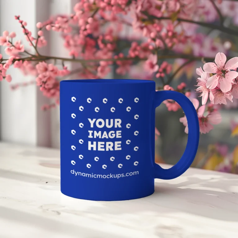 11oz Blank Dark Blue Ceramic Coffee Mug Mockup Template