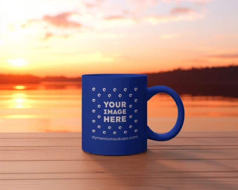 11oz Blank Dark Blue Ceramic Coffee Mug Mockup Template