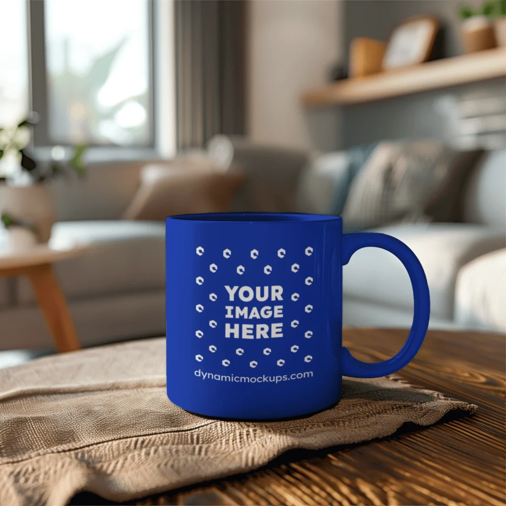 11oz Blank Dark Blue Ceramic Coffee Mug Mockup Template