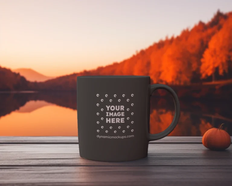 11oz Blank Dark Gray Ceramic Coffee Mug Mockup Template