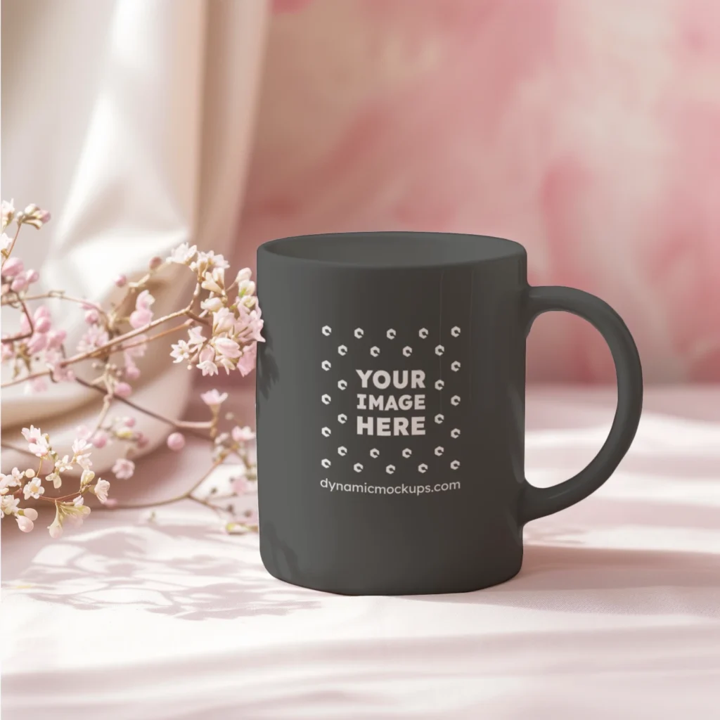 11oz Blank Dark Gray Ceramic Coffee Mug Mockup Template