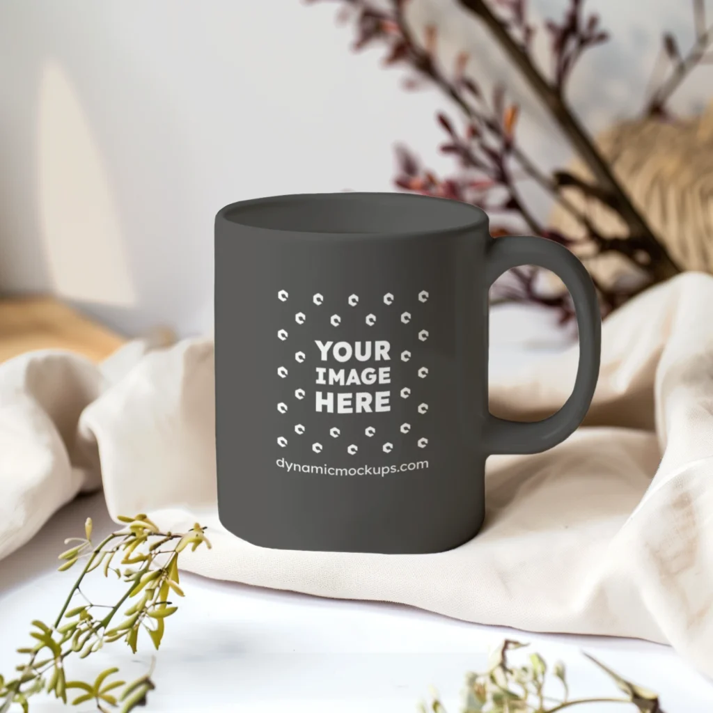11oz Blank Dark Gray Ceramic Coffee Mug Mockup Template