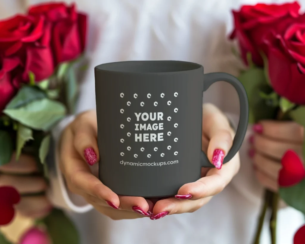 11oz Blank Dark Gray Ceramic Coffee Mug Mockup Template