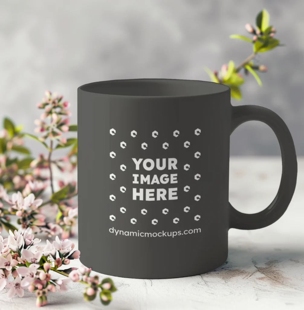 11oz Blank Dark Gray Ceramic Coffee Mug Mockup Template