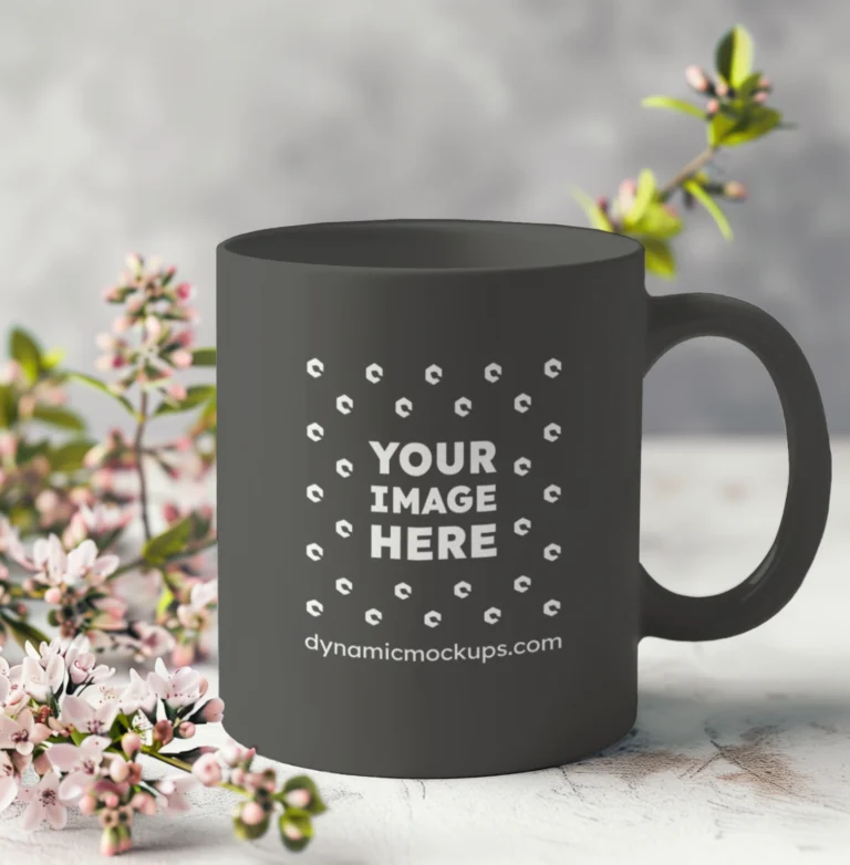 11oz Blank Dark Gray Ceramic Coffee Mug Mockup Template
