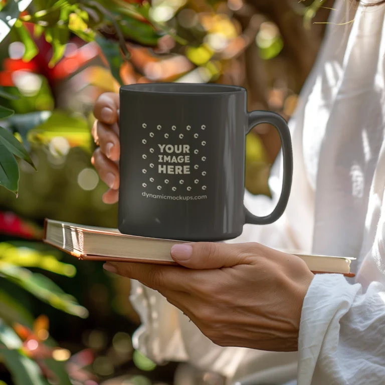 11oz Blank Dark Gray Ceramic Coffee Mug Mockup Template
