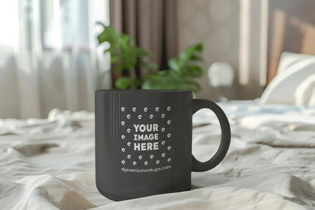 11oz Blank Dark Gray Ceramic Coffee Mug Mockup Template