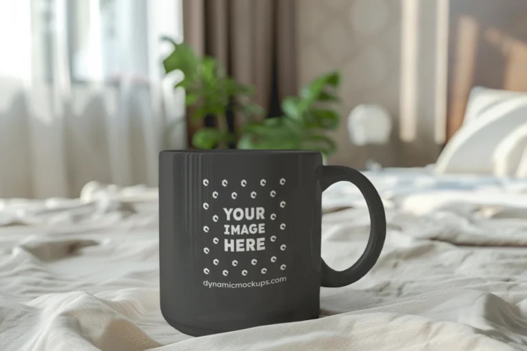 11oz Blank Dark Gray Ceramic Coffee Mug Mockup Template