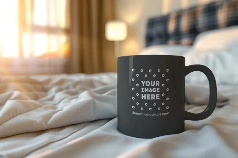 11oz Blank Dark Gray Ceramic Coffee Mug Mockup Template