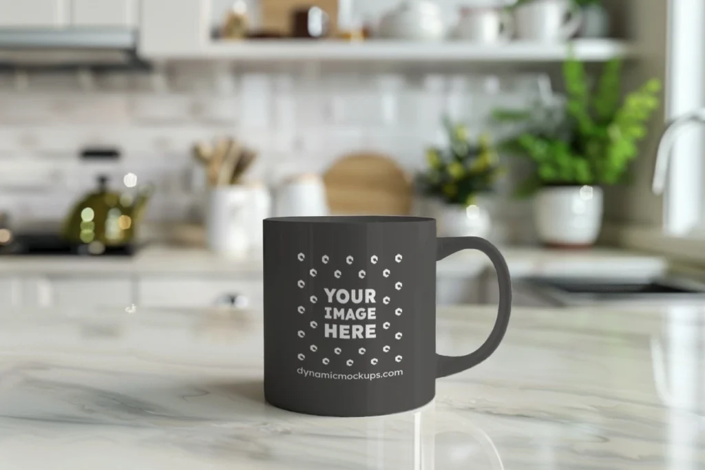 11oz Blank Dark Gray Ceramic Coffee Mug Mockup Template