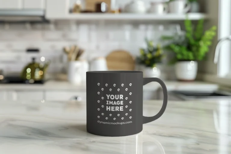 11oz Blank Dark Gray Ceramic Coffee Mug Mockup Template