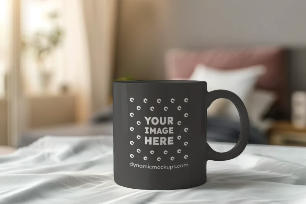 11oz Blank Dark Gray Ceramic Coffee Mug Mockup Template