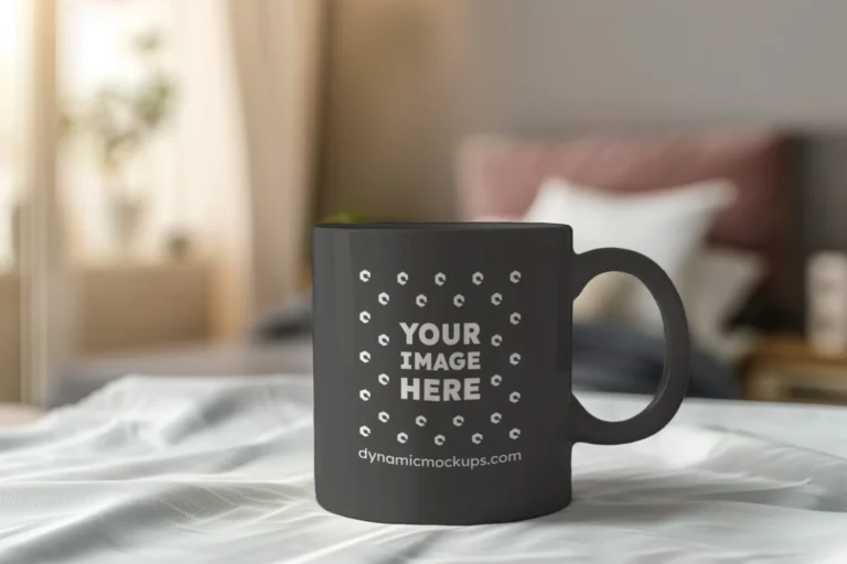 11oz Blank Dark Gray Ceramic Coffee Mug Mockup Template