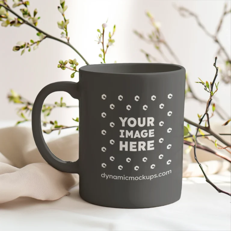11oz Blank Dark Gray Ceramic Coffee Mug Mockup Template