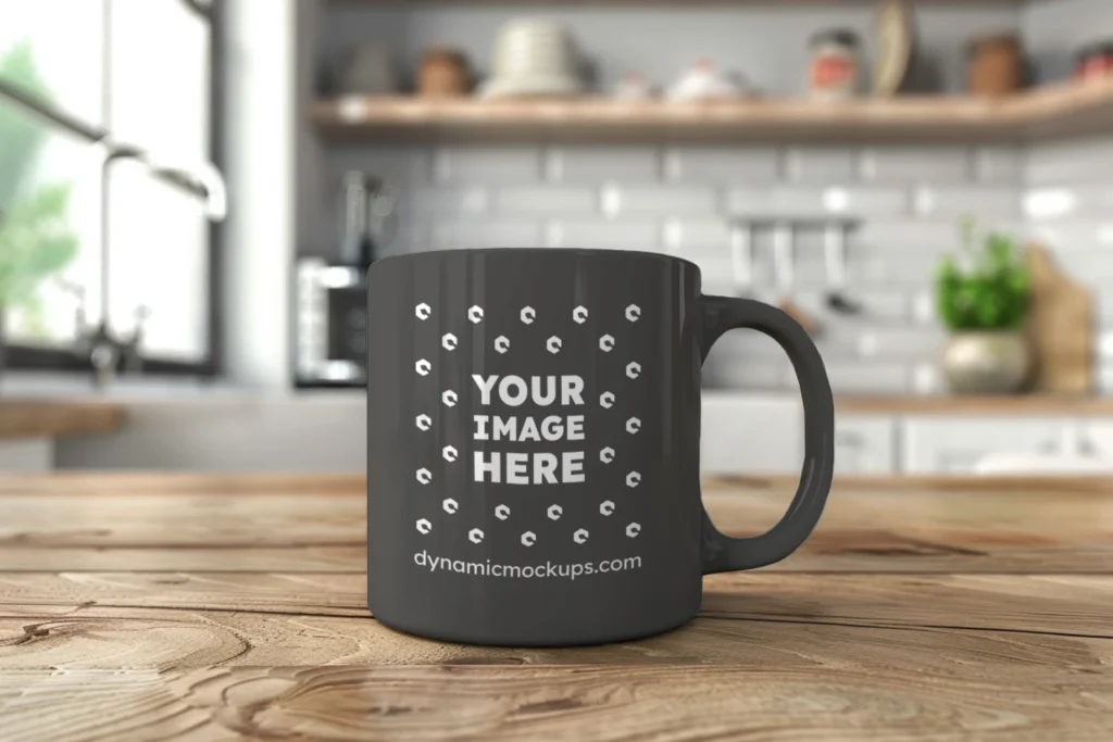 11oz Blank Dark Gray Ceramic Coffee Mug Mockup Template