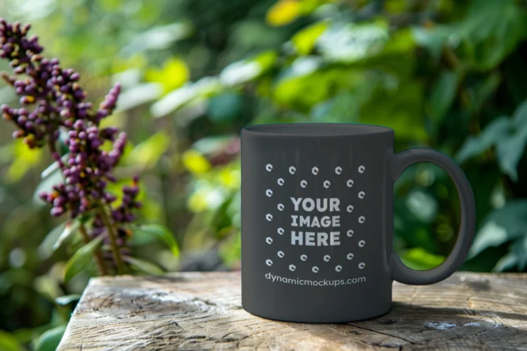11oz Blank Dark Gray Ceramic Coffee Mug Mockup Template