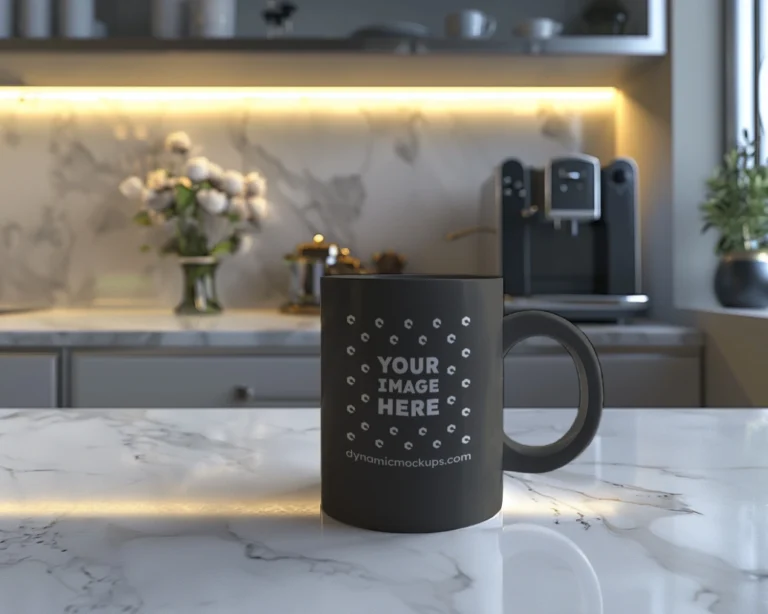 11oz Blank Dark Gray Ceramic Coffee Mug Mockup Template