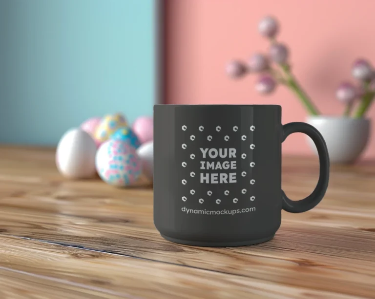 11oz Blank Dark Gray Ceramic Coffee Mug Mockup Template