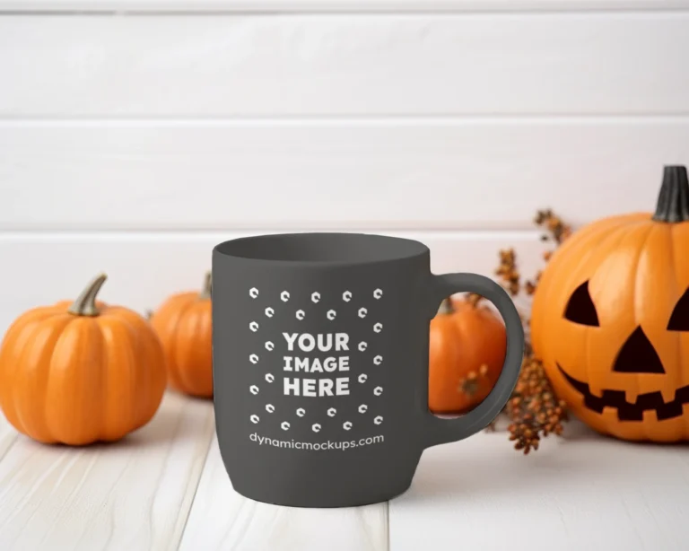 11oz Blank Dark Gray Ceramic Coffee Mug Mockup Template