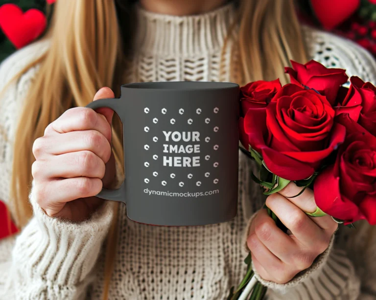 11oz Blank Dark Gray Ceramic Coffee Mug Mockup Template