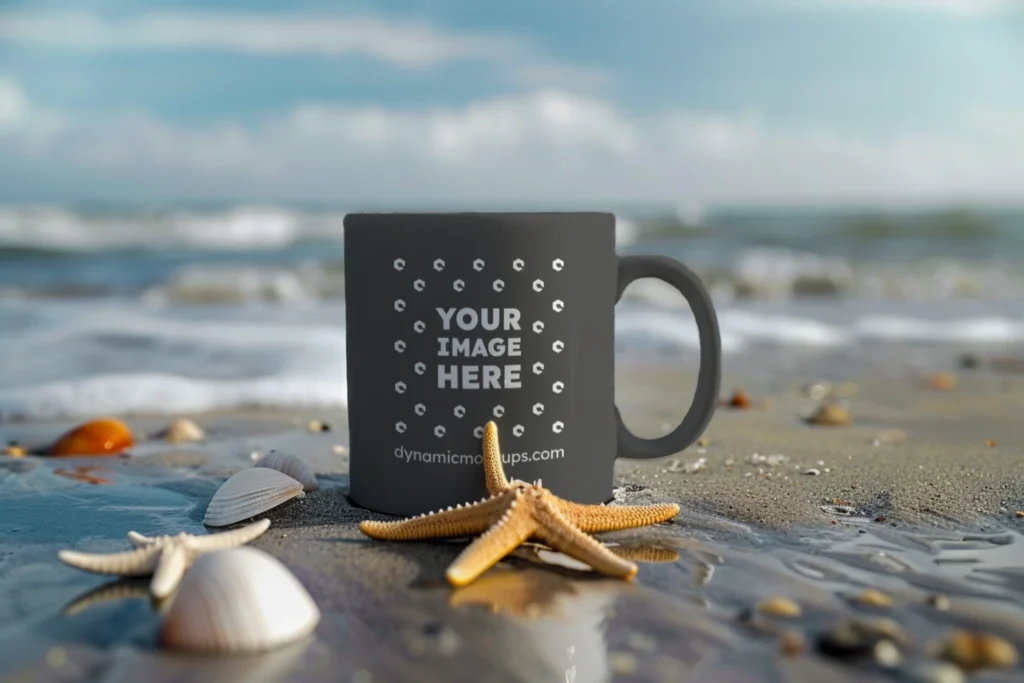 11oz Blank Dark Gray Ceramic Coffee Mug Mockup Template