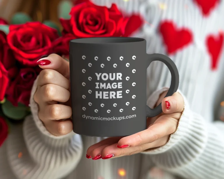 11oz Blank Dark Gray Ceramic Coffee Mug Mockup Template