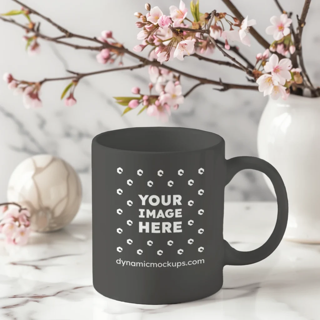 11oz Blank Dark Gray Ceramic Coffee Mug Mockup Template