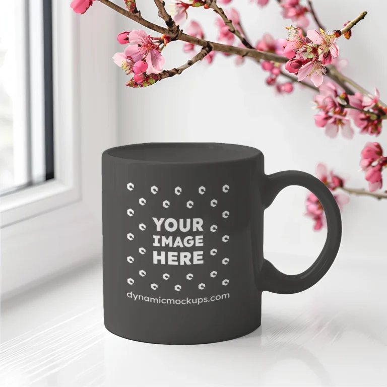 11oz Blank Dark Gray Ceramic Coffee Mug Mockup Template