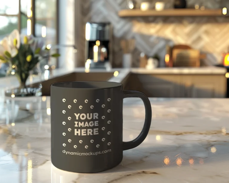 11oz Blank Dark Gray Ceramic Coffee Mug Mockup Template