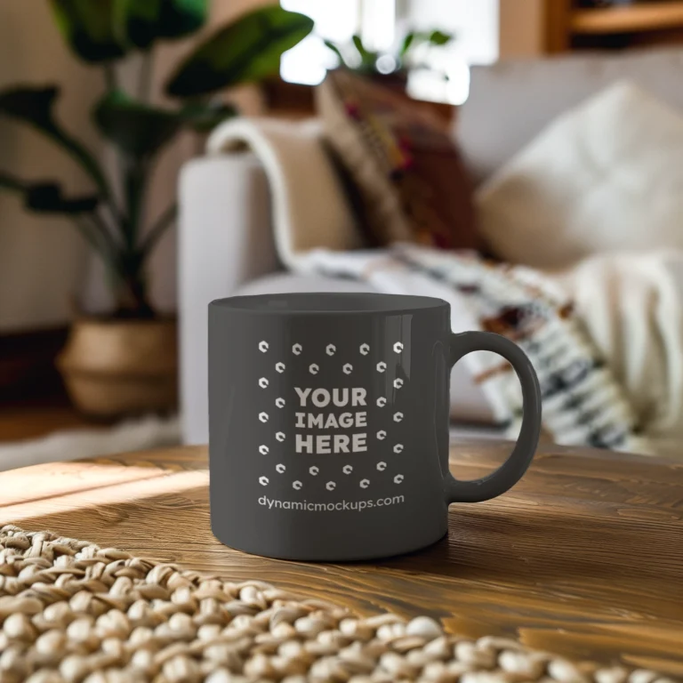 11oz Blank Dark Gray Ceramic Coffee Mug Mockup Template