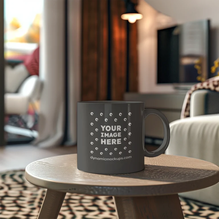 11oz Blank Dark Gray Ceramic Coffee Mug Mockup Template