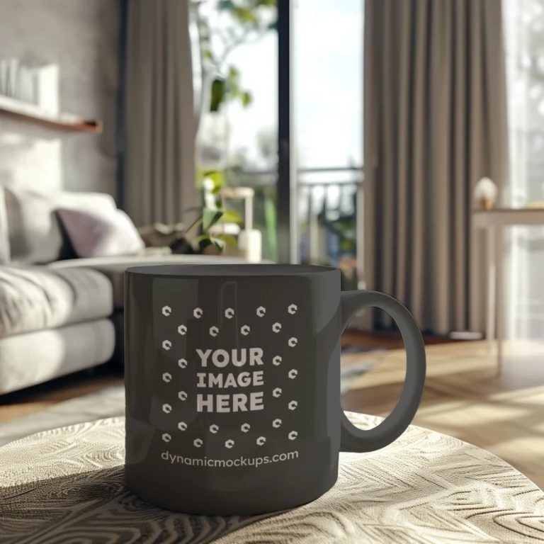 11oz Blank Dark Gray Ceramic Coffee Mug Mockup Template