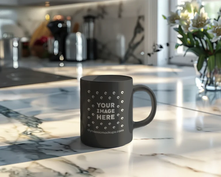 11oz Blank Dark Gray Ceramic Coffee Mug Mockup Template
