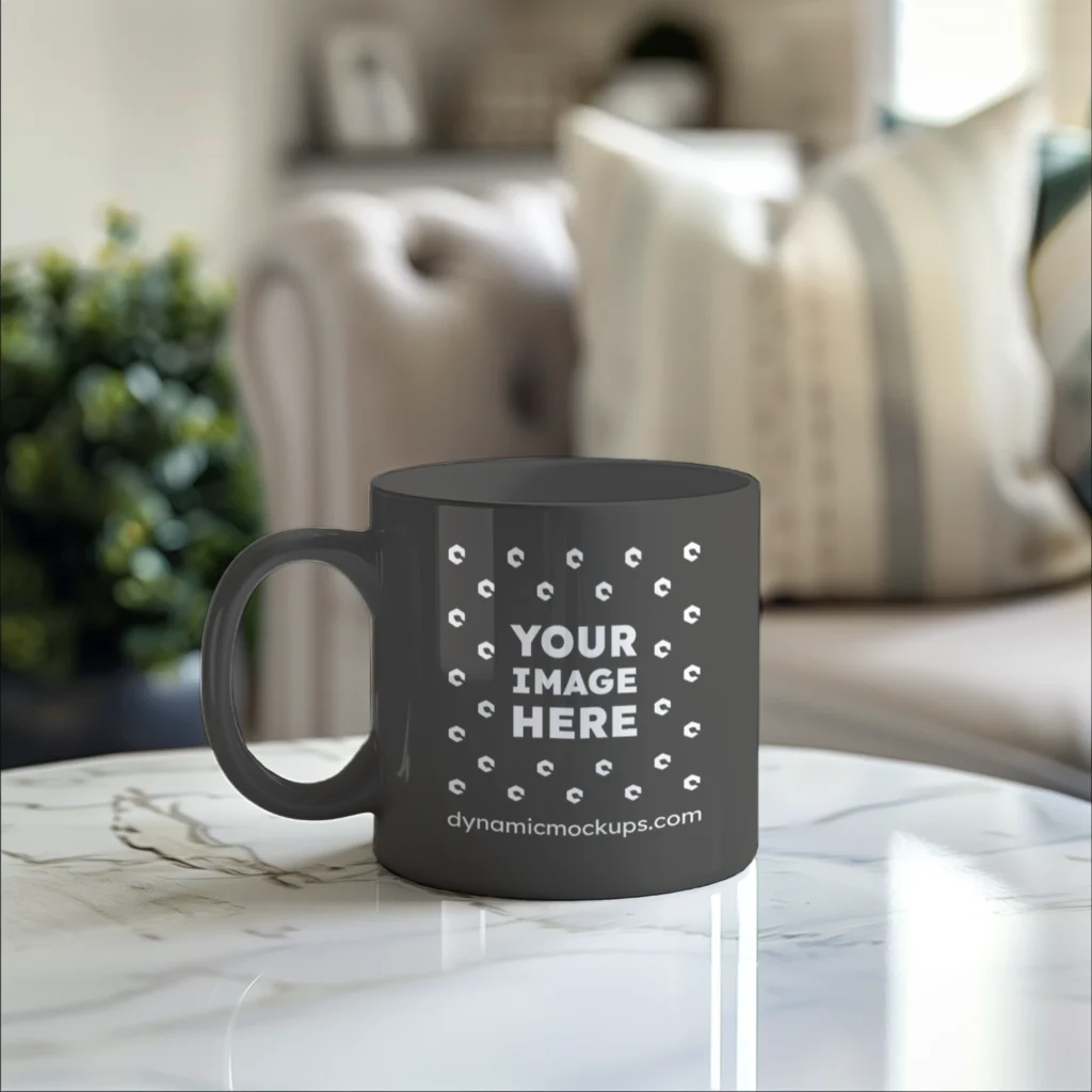 11oz Blank Dark Gray Ceramic Coffee Mug Mockup Template