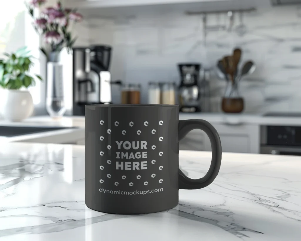 11oz Blank Dark Gray Ceramic Coffee Mug Mockup Template