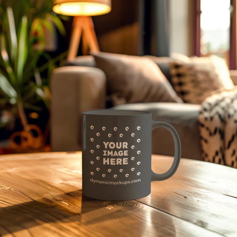 11oz Blank Dark Gray Ceramic Coffee Mug Mockup Template